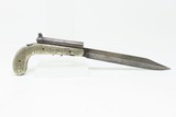 Mid-1800s ENGRAVED GERMAN SILVER DOUBLE BARREL KNIFE PISTOL .31 Percussion
Pistol/Knife Combo w/DAMASCUS BARRELS & FIXED BLADE - 7 of 15