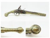 ORNATE ENGRAVED Antique BRASS Balkan FLINTLOCK Pistol Greece Bosnia Albania Circa 1750-1800 ENGRAVED All Metal Flintlock Pistol - 1 of 18