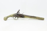 ORNATE ENGRAVED Antique BRASS Balkan FLINTLOCK Pistol Greece Bosnia Albania Circa 1750-1800 ENGRAVED All Metal Flintlock Pistol - 2 of 18