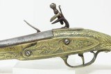 ORNATE ENGRAVED Antique BRASS Balkan FLINTLOCK Pistol Greece Bosnia Albania Circa 1750-1800 ENGRAVED All Metal Flintlock Pistol - 17 of 18