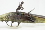 ORNATE ENGRAVED Antique BRASS Balkan FLINTLOCK Pistol Greece Bosnia Albania Circa 1750-1800 ENGRAVED All Metal Flintlock Pistol - 4 of 18