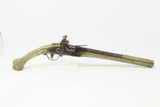 ORNATE ENGRAVED Antique BRASS Balkan FLINTLOCK Pistol Greece Bosnia Albania Circa 1750-1800 ENGRAVED All Metal Flintlock Pistol - 2 of 17