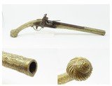 ORNATE ENGRAVED Antique BRASS Balkan FLINTLOCK Pistol Greece Bosnia Albania Circa 1750-1800 ENGRAVED All Metal Flintlock Pistol - 1 of 17