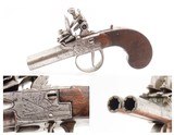 ENGRAVED Antique DOUBLE BARREL SxS European FLINTLOCK Pocket/Belt PistolFINE .34 Caliber SELF DEFENSE Belt / Pocket Pistol - 1 of 18
