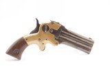 RARE Antique WILLIAM W. MARSTON Three Barrel .32 RF DERINGER Pocket Pistol
CIVIL WAR ERA Triple Barrel Superposed Pistol - 14 of 17