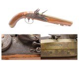 SHARPE of LONDON Brass Barrel ENGRAVED Flintlock BELT Self Defense Pistol English Maker Known for his “FUR TRADE” Pistols - 1 of 19