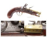 H. NOCK Antique BRASS BARRELED British Proofed FLINTLOCK BLUNDERBUSS Pistol 200+ Year Old WAR of 1812 Close Range Weapon - 1 of 20