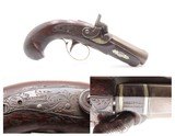 ENGRAVED & SILVER Mounted Antique DERINGER Percussion Pistol KILLED LINCOLN - 1 of 19