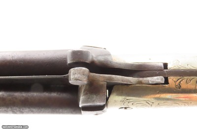 RARE Antique DUMOUTHIER Double Barrel Percussion KNIFE Pistol GERMAN SILVER Liege Proofed SIDE by SIDE Pistol/Knife Combo - Image 10 of 19