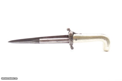 RARE Antique DUMOUTHIER Double Barrel Percussion KNIFE Pistol GERMAN SILVER Liege Proofed SIDE by SIDE Pistol/Knife Combo - Image 15 of 19