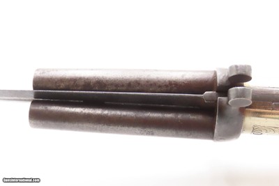 RARE Antique DUMOUTHIER Double Barrel Percussion KNIFE Pistol GERMAN SILVER Liege Proofed SIDE by SIDE Pistol/Knife Combo - Image 18 of 19