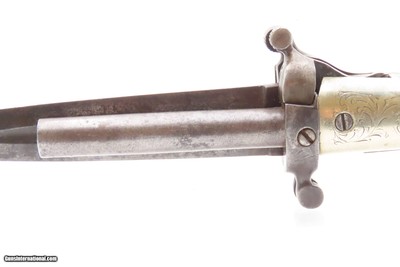 RARE Antique DUMOUTHIER Double Barrel Percussion KNIFE Pistol GERMAN SILVER Liege Proofed SIDE by SIDE Pistol/Knife Combo - Image 13 of 19
