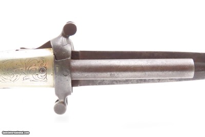RARE Antique DUMOUTHIER Double Barrel Percussion KNIFE Pistol GERMAN SILVER Liege Proofed SIDE by SIDE Pistol/Knife Combo - Image 8 of 19