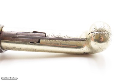 RARE Antique DUMOUTHIER Double Barrel Percussion KNIFE Pistol GERMAN SILVER Liege Proofed SIDE by SIDE Pistol/Knife Combo - Image 17 of 19