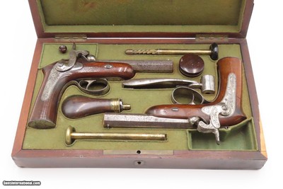 c1850s BRACE of FRENCH TARGET Pistols by GASTINNE-RENETTE Cased & Engraved.41 Caliber Percussion Matched Set - Image 25 of 25