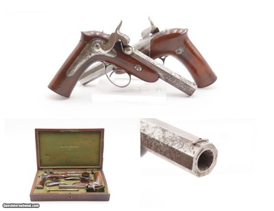 c1850s BRACE of FRENCH TARGET Pistols by GASTINNE-RENETTE Cased & Engraved
.41 Caliber Percussion Matched Set