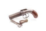 GOLD RUSH Era ALLEN & THURBER Antique WORCHESTER Period PEPPERBOX RevolverENGRAVED First DA Revolving Percussion Pistol - 2 of 21