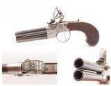 Antique EUROPEAN “Tap Action” DOUBLE BARREL Superposed .41 FLINTLOCK Pistol Very Nice ENGRAVED LATE 1700S to EARLY 1800s! - 1 of 16