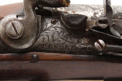 ENGRAVED British PAIR of I. SPENCER Antique Belt FLINTLOCK PistolsEarly-1800s Self Defense Flintlock Pistols - Image 22 of 24