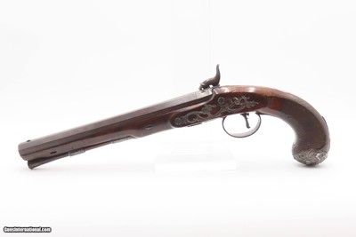 1804 SILVER Hallmark Antique Joseph MANTON Pistol Large Ornate Set TriggerENGRAVED with CAST SILVER HARDWARE - Image 5 of 20