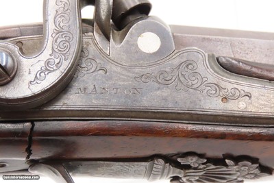 1804 SILVER Hallmark Antique Joseph MANTON Pistol Large Ornate Set TriggerENGRAVED with CAST SILVER HARDWARE - Image 17 of 20