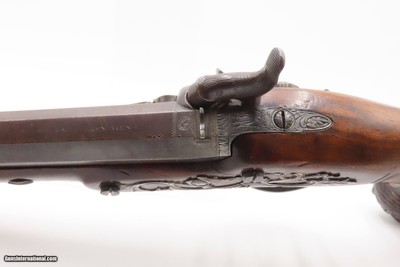 1804 SILVER Hallmark Antique Joseph MANTON Pistol Large Ornate Set TriggerENGRAVED with CAST SILVER HARDWARE - Image 8 of 20