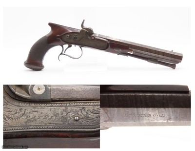 LIVERPOOL British Antique EDWARD PATRICK Saw Handle Target Pistol
PERCUSSION .50 Caliber Rifled Bore Set Trigger