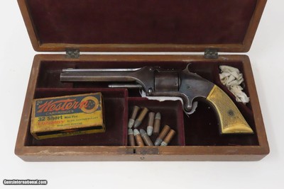 CASED CIVIL WAR Era Antique SMITH & WESSON No. 2 OLD ARMY .32 Cal. Revolver With ANTIQUE IVORY GRIPS and ACCESSORIES - Image 2 of 22