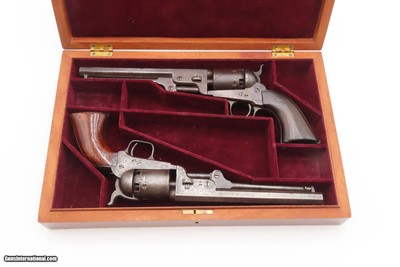 CASED BRACE of CIVIL WAR Era Antique COLT M1851 NAVY Percussion Revolvers - Image 3 of 25