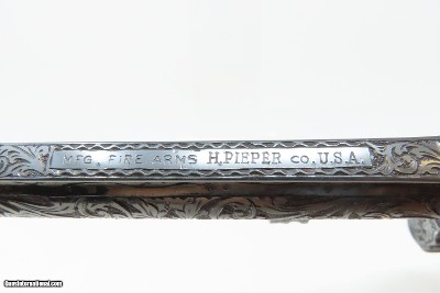 Scarce Antique HENRI PIEPER Model 1893 Gas Seal 8mm Revolver SCROLL ENGRAVE 7-SHOT NAGANT TYPE BELGIAN REVOLVER - Image 16 of 17