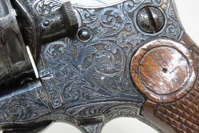 Scarce Antique HENRI PIEPER Model 1893 Gas Seal 8mm Revolver SCROLL ENGRAVE 7-SHOT NAGANT TYPE BELGIAN REVOLVER - Image 15 of 17