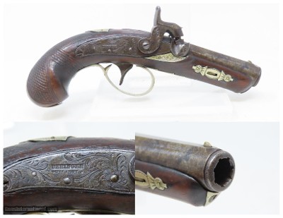 ENGRAVED Antique HENRY DERINGER c. 1850s .44 CALIBER Percussion Pistol Famous POCKET Pistol that Assassinated LINCOLN