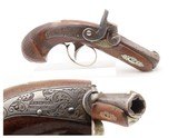 ENGRAVED & SILVER Mounted Antique DERINGER Percussion Pistol KILLED LINCOLN Henry Deringer’s Famous Pocket Pistol GERMAN SILVER - 1 of 18