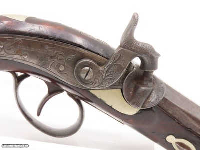 Very Scarce ENGRAVED Antique GILLESPIE .48 Percussion DERINGER Style Pistol CALIFORNIA GOLD RUSH Era RIVERBOAT GAMBLER’s Gun - Image 4 of 17
