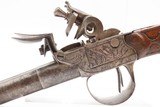 18th Century European DOUBLE BARREL FLINTLOCK Pistol 35 Caliber SILVER WIRE SxS Defensive Sidearm with Engraved Panoplies - 4 of 18
