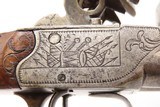 18th Century European DOUBLE BARREL FLINTLOCK Pistol 35 Caliber SILVER WIRE SxS Defensive Sidearm with Engraved Panoplies - 14 of 18