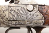 18th Century European DOUBLE BARREL FLINTLOCK Pistol 35 Caliber SILVER WIRE SxS Defensive Sidearm with Engraved Panoplies - 6 of 18