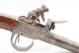 18th Century European DOUBLE BARREL FLINTLOCK Pistol 35 Caliber SILVER WIRE SxS Defensive Sidearm with Engraved Panoplies - 17 of 18