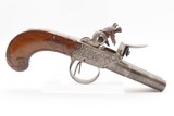 18th Century European DOUBLE BARREL FLINTLOCK Pistol 35 Caliber SILVER WIRE SxS Defensive Sidearm with Engraved Panoplies - 15 of 18