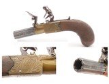 Antique BRITISH BLISSETT BRASS Frame FLINTLOCK Pistol SILVER ACCENTS .38
ENGRAVED w/SILVER POMMEL CAP & ESCUTCHEON - 9 of 17