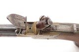 Antique BRITISH BLISSETT BRASS Frame FLINTLOCK Pistol SILVER ACCENTS .38
ENGRAVED w/SILVER POMMEL CAP & ESCUTCHEON - 15 of 17
