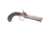 British ENGRAVED Antique BOXLOCK .54 Percussion POCKET Pistol “MANSTOPPER” BIRMINGHAM PROOFED Mid-1800s SELF DEFENSE Pistol - 2 of 18