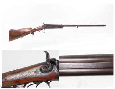 ENGRAVED Antique F. BAUERNFEIND GERMAN Side by Side Combination CAPE GUN
With CHECKERED STOCK and GAME SCENE ENGRAVINGS