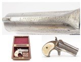 CASED & ENGRAVED Antique REMINGTON Over/Under Double DERINGER Pistol CARVED .41 Caliber Rimfire Pistol with Antique CARVED GRIP - 4 of 15
