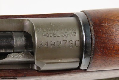 WORLD WAR II U.S. Remington M1903A3 Bolt Action C&R INFANTRY Rifle .30-06Made in 1943 w/ “R.A. / FLAMING BOMB / 2-43” Barrel - Image 4 of 25