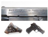 French PYRENEES “UNIQUE” 7.65mm POCKET Pistol C&R with THIRD REICH HOLSTER
With German “jhg/44” Code Black LEATHER HOLSTER