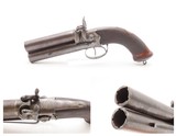 ENGRAVED Antique BROOKS & SON Over/Under .80 Percussion “MANSTOPPER” Pistol BIG BORE London SUPERPOSED Double Barrel BELT Pistol - 1 of 16
