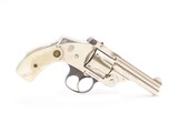 NICE New Departure SMITH & WESSON .38 Safety Hammerless C&R w/PEARL GRIPS
5th Model S&W SELF DEFENSE Revolver NICKEL FINISH - 4 of 21