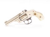 NICE New Departure SMITH & WESSON .38 Safety Hammerless C&R w/PEARL GRIPS
5th Model S&W SELF DEFENSE Revolver NICKEL FINISH - 15 of 21