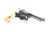 ENGRAVED & GOLD INLAID Antique BELGIAN Folding Trigger 9mm PINFIRE Revolver DOUBLE ACTION Sidearm w/HOLSTER & ANTIQUE IVORIES - 16 of 18